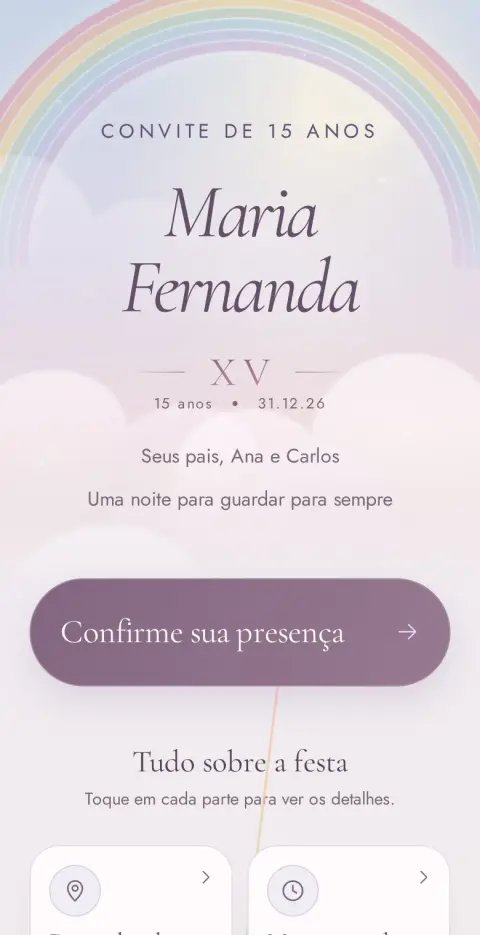 Capa do convite animado Arco-íris