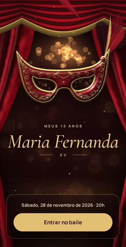 Capa do convite animado Baile de Máscaras