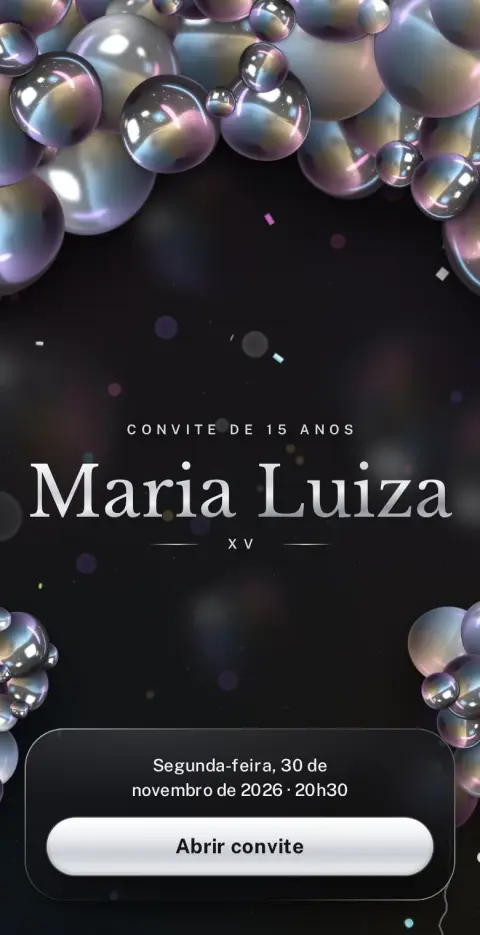 Capa do convite animado Balões de Prata
