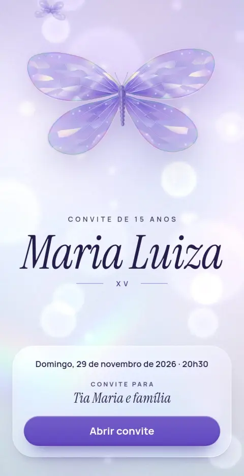 Capa do convite animado Borboletas de Cristal
