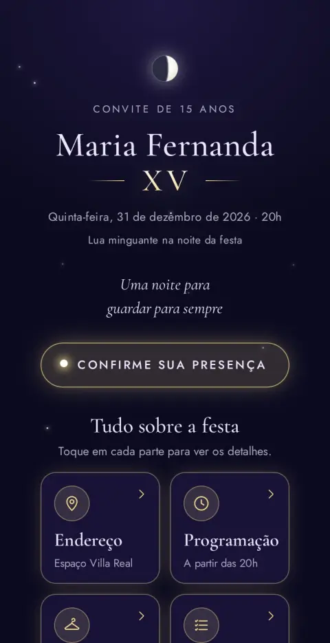 Capa do convite animado Celeste