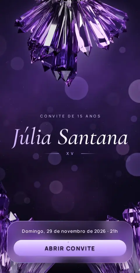 Capa do convite animado Cristais Místicos
