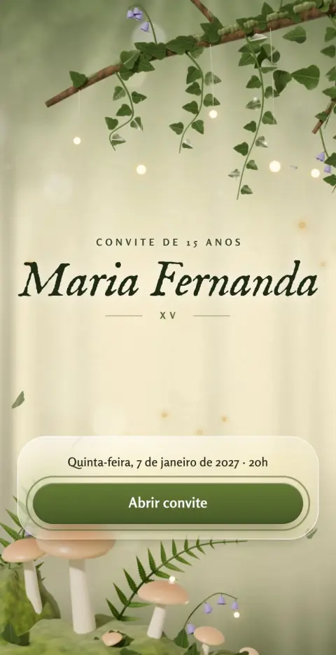 Capa do convite animado Floresta Encantada