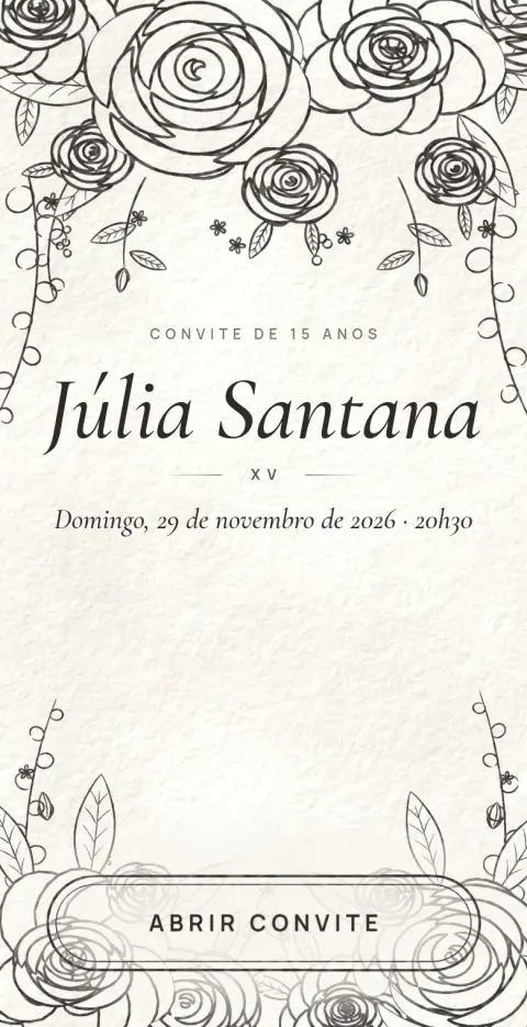 Capa do convite animado Floral de Linha