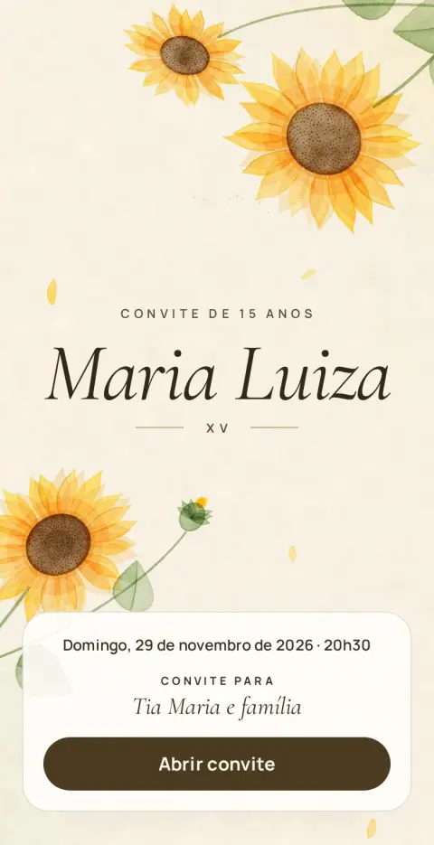 Capa do convite animado Girassol