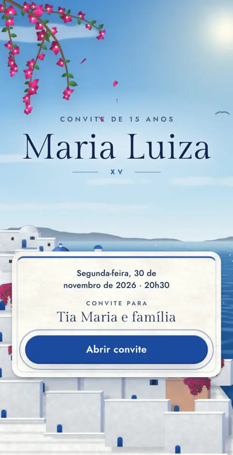 Capa do convite animado Ilha Grega