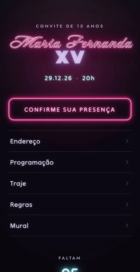 Capa do convite animado Neon