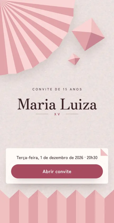 Capa do convite animado Origami
