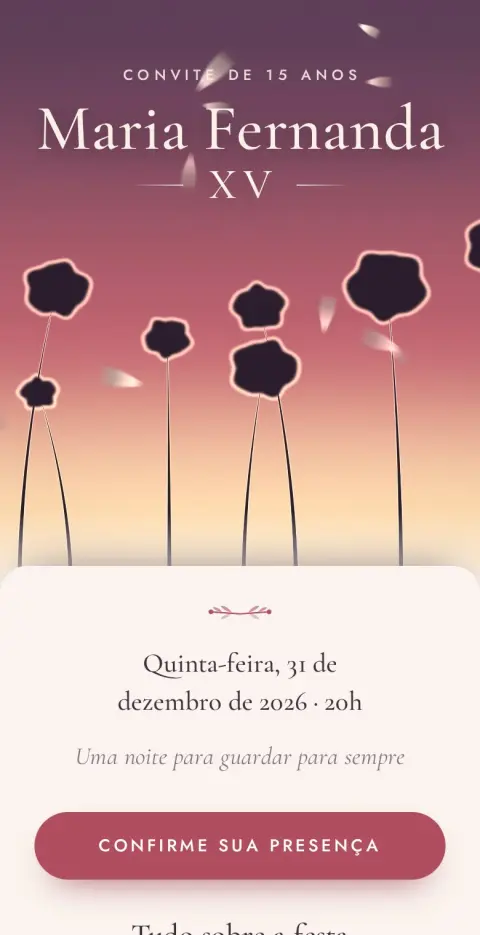 Capa do convite animado Peônia