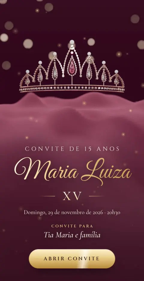 Capa do convite animado Princesa