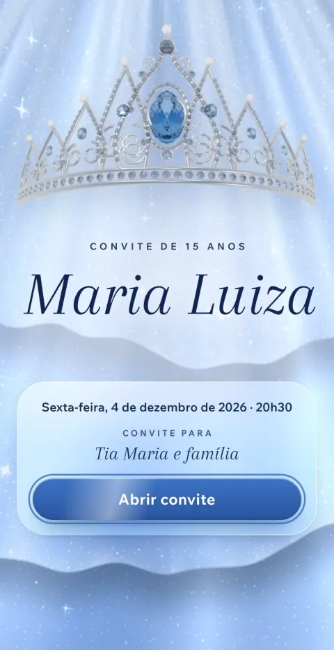 Capa do convite animado Vestido de Princesa