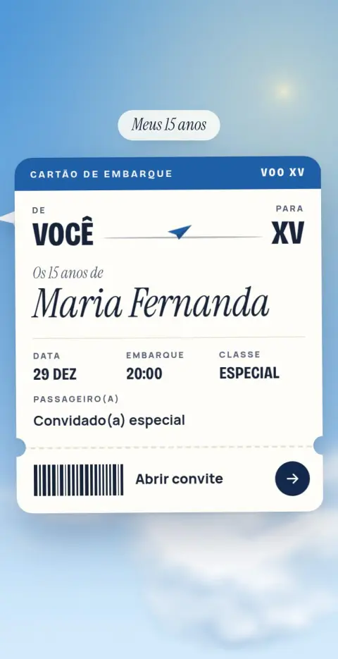 Capa do convite animado Voo XV